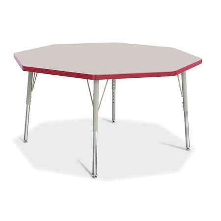 Jonti-Craft Berries Octagon Activity Table, 48 in. x 48 in., E-height, Freckled Gray/Red/Gray 6428JCE008